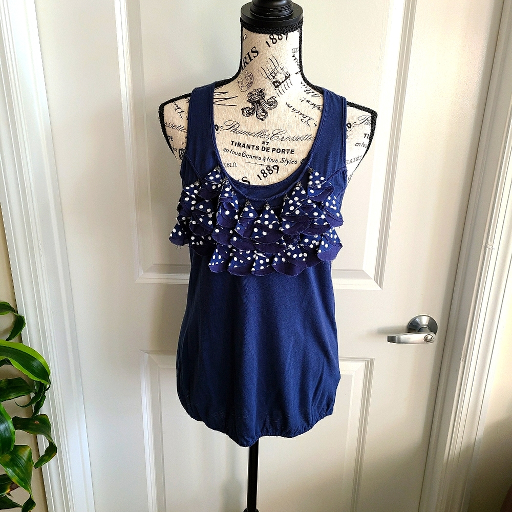 Navy Blue tank top with polka-dots 💙
